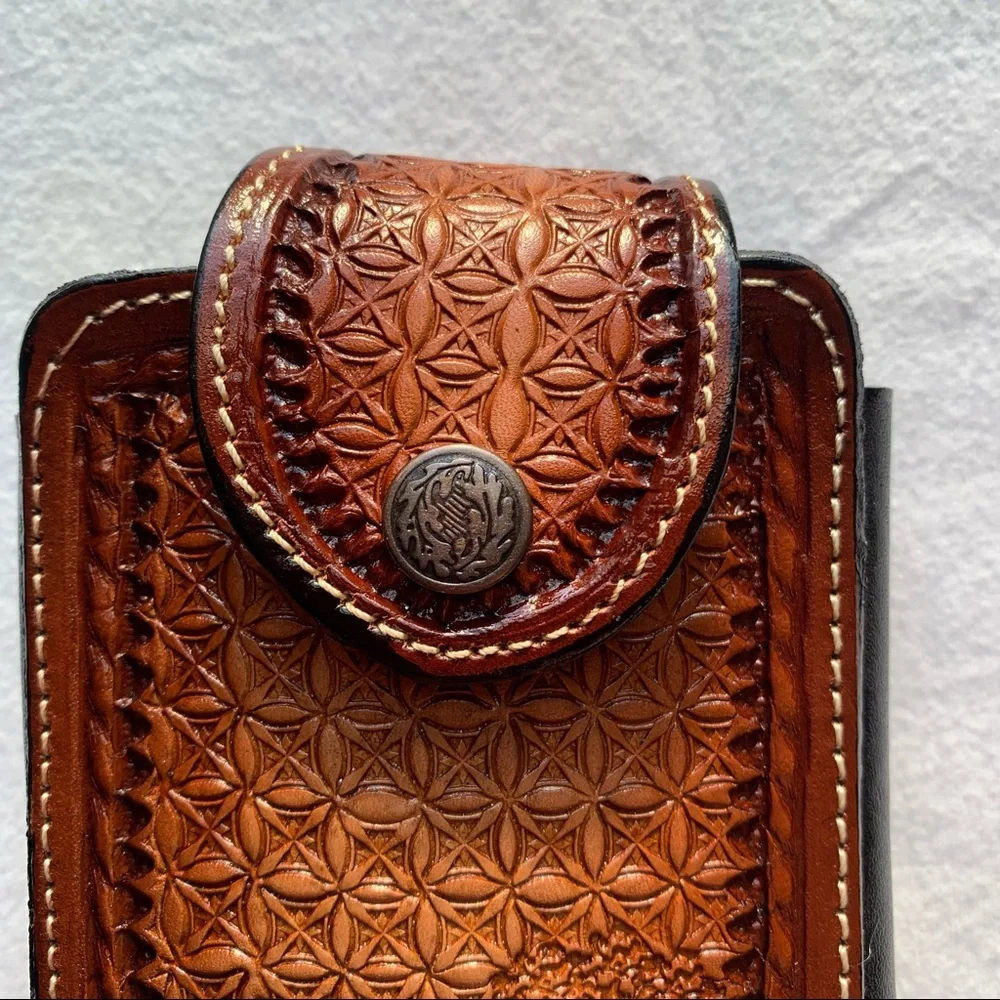 WESTERN LEATHER CELL PHONE CASE, FUNDA VAQUERA DE CUERO‎ COWBOY RODEO PHONE CASE